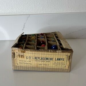 Vintage Sears C-7½ Christmas Replacement Bulbs Candelabra Base 25 Ct Box
